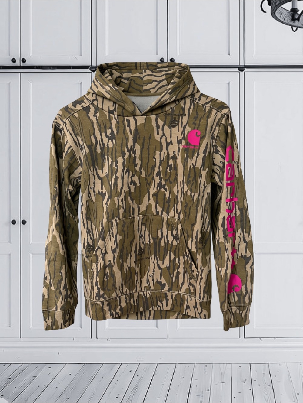 RARE Carhartt Girl's Mossy Oak Bottomland Camo Hoodie - Factory Sample Sz M